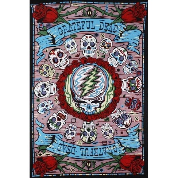 New Mini Mexicali Skulls 30x45" Grateful Dead Tapestry 3D Steal Your Face SYF - Picture 1 of 3